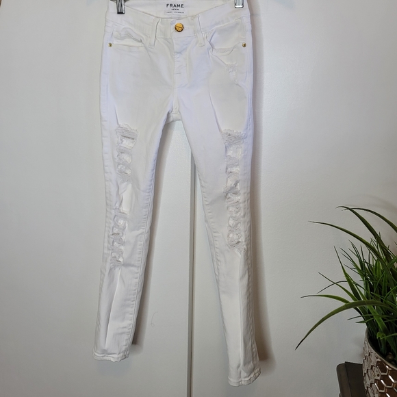 Frame Le Skinny de jeanne Distressed Jeans sz24 - Picture 6 of 15